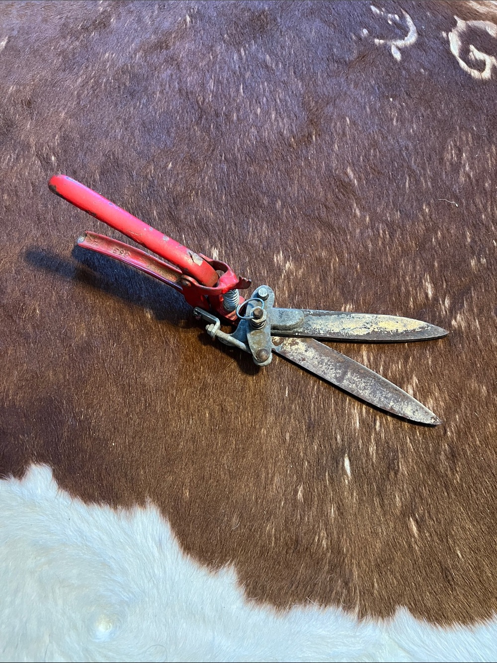 Vintage Red Metal Hand Trimmer GARDEN SHEARS Clippers Scissors, "W" Wiss